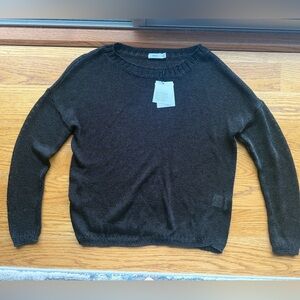 NWT Vince Black Metallic Knitted Sweater Shirt Long Sleeve Size Small Chainmail